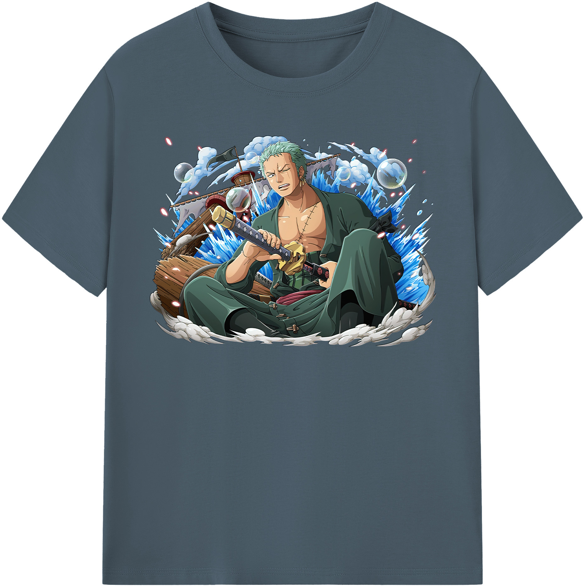 ワンピース ロロノア・ゾロ ONE PIECE Roronoa Zoro 綿100％半袖Tシャツ（フロントプリント）